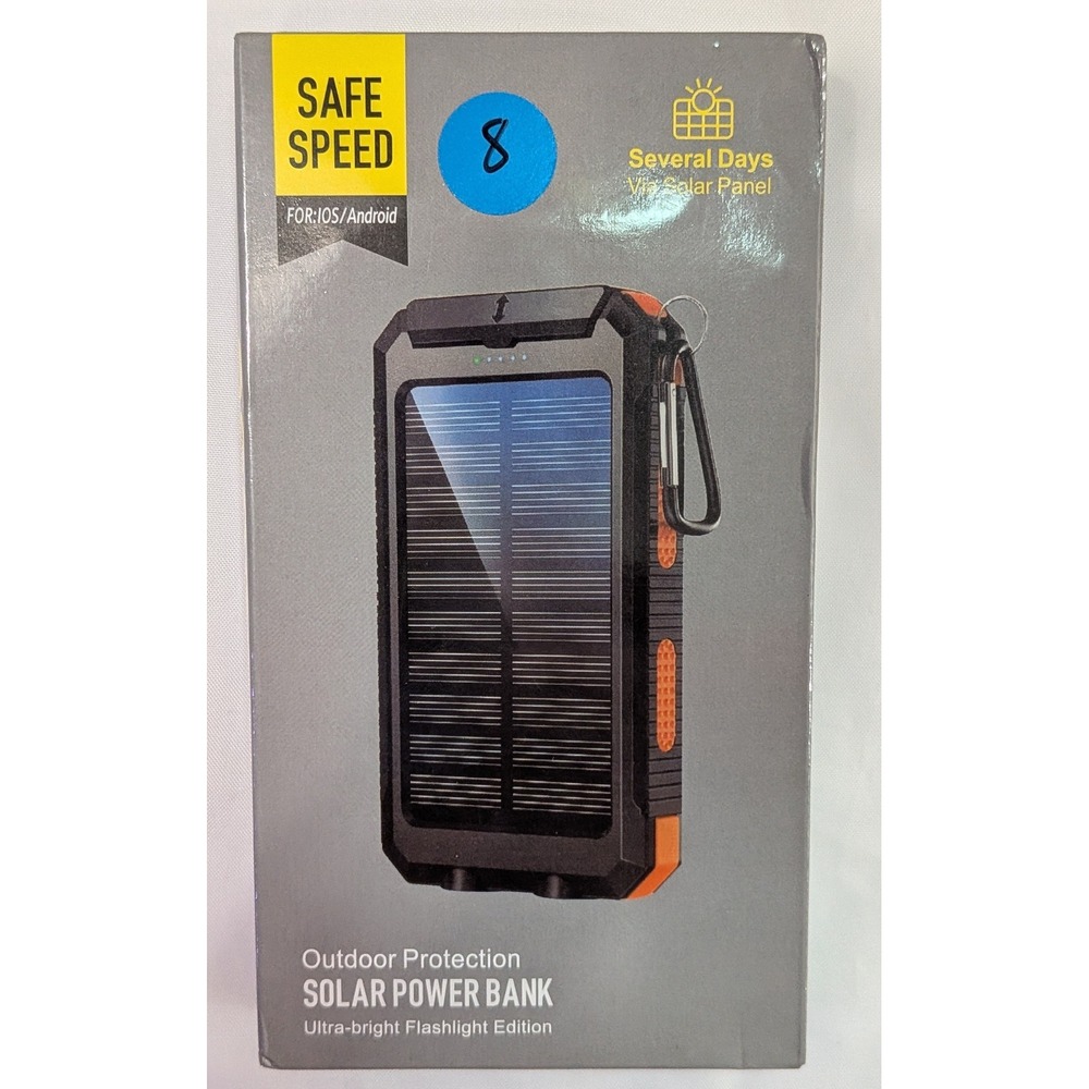 Safe Speed Solar Power Bank Unisex Black Orange New Outdoor Flashlight Edition